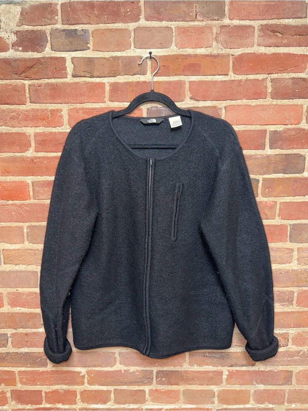 The North Face Men's Black Full-Zip Knit Jacket Wide Neck Large